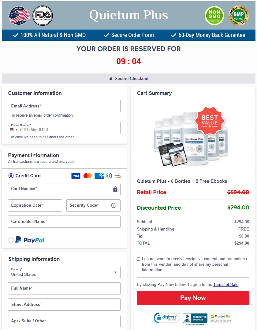 Quietum Plus checkout page